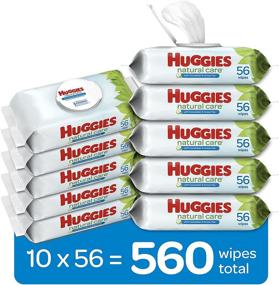 img 3 attached to 👶 Huggies Natural Care Refreshing Baby Diaper Wipes, Hypoallergenic, Scented - 10 Flip-Top Packs (560 Wipes Total)