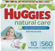 👶 huggies natural care refreshing baby diaper wipes, hypoallergenic, scented - 10 flip-top packs (560 wipes total) logo