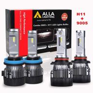 🚘 alla lighting s-hcr h11 low beam hb3/9005 high beam led bulbs combo kits - ultra bright replacement for cars, trucks | xenon white - 4 packs, 2 sets logo