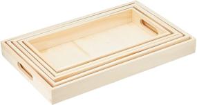 img 4 attached to 🛍️ Multicraft Imports WS410 5-Piece Decorative Wooden Trays with Handles, 6-5/8" x 13" to 10-1/8" x 16-1/8