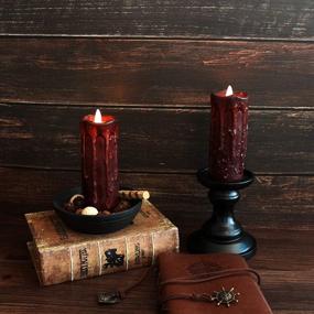 img 3 attached to 🕯️ CVHOMEDECO Real Wax Hand Dipped LED Pillar Candles with Remote Control - Set of 2 (Burgundy)