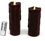 🕯️ cvhomedeco real wax hand dipped led pillar candles with remote control - set of 2 (burgundy) логотип