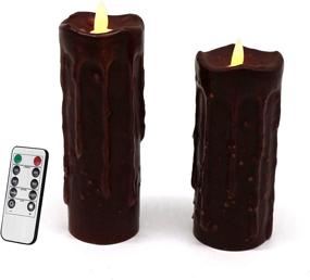 img 4 attached to 🕯️ CVHOMEDECO Real Wax Hand Dipped LED Pillar Candles with Remote Control - Set of 2 (Burgundy)