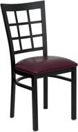 🪑 black metal restaurant chair with window back - burgundy vinyl seat by flash furniture hercules series logo