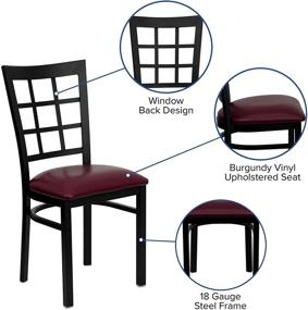 img 3 attached to 🪑 Black Metal Restaurant Chair with Window Back - Burgundy Vinyl Seat by Flash Furniture HERCULES Series