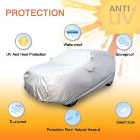 img 3 attached to High-performance Weatherproof Car Cover - YXL Silver Tone | Outdoor, Scratch-resistant, Rain, Snow and Heat Resistant | Mirror Pocket | 525 x 190 x 180cm