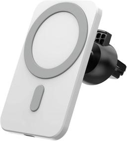 img 1 attached to 🚗 MagPack Car Mount & Charger - Best iPhone 12 Series MagSafe Compatible Car Holder with Suction & Fast Charging - Classic White Color