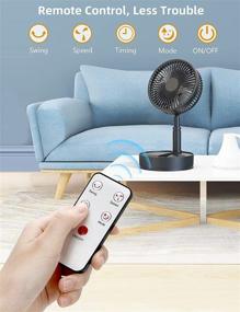 img 2 attached to 🌀 Koonie 8-Inch Foldaway Oscillating Fan: Remote Control, Rechargeable Battery, Timer, 4 Speeds - Ideal for Bedroom, Camping & Outdoor Use