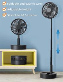 img 3 attached to 🌀 Koonie 8-Inch Foldaway Oscillating Fan: Remote Control, Rechargeable Battery, Timer, 4 Speeds - Ideal for Bedroom, Camping & Outdoor Use