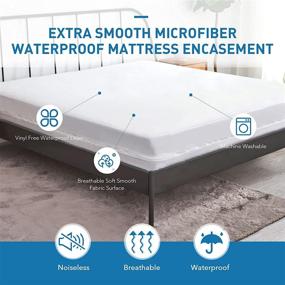 img 3 attached to 🛏️ CO-Z Waterproof Mattress Protector King Size: Zippered 6-Sided Cover, Ultra Soft Knit Fabric Encasement, Machine Washable, White