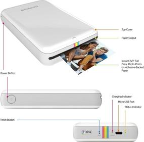 img 3 attached to 🖨️ Черный принтер Polaroid ZIP на цинковой бумаге: мобильный фотопринтер совместим с устройствами iOS и Android, NFC и Bluetooth.