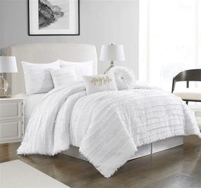 img 4 attached to 🛏️ Stratford Park Silky Amber 7-Piece Bedroom Bedding Comforter Set - California King Size, White - Includes Matching Shams & Decorative Pillows