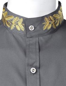 img 2 attached to ZEROYAA Hipster Embroidery Mandarin Collar Men's Clothing and Shirts