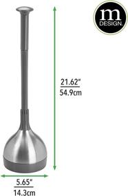 img 1 attached to 🚽 mDesign Freestanding Toilet Plunger Set with Lift &amp; Lock Cover - Compact Storage Caddy, Modern Design, Heavy Duty Gray/Brushed Stainless Steel
