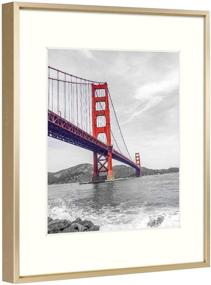 img 2 attached to Frametory 11x14 Aluminum Photo Frame with Ivory Mat for 8x10 Picture, Real Glass, Metal Picture Frame Collection (Gold, 1-Pack) - Enhanced SEO