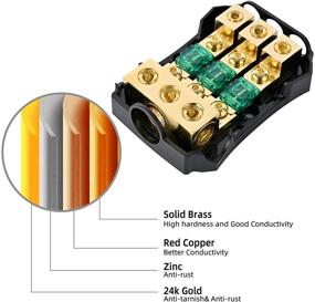 img 3 attached to 🔌 LEIGESAUDIO Copper Distributor: 0/4 Gauge to 4/8 Gauge 60 Amp Mini ANL 3 Way Fuse Holder Block - Efficient Power Distribution