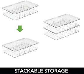 img 1 attached to 🛁 mDesign Clear Stackable Bathroom Vanity Organizer Bin with Lid - Store Hair Brushes, Combs, Sprays, Nail Supplies, Makeup, Cosmetics, Blenders - 5 Section Plastic Storage Box for Countertop or Dresser