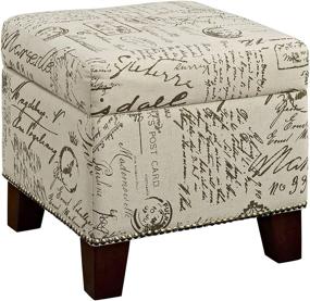 img 2 attached to Dorel Living Blake Script Cube Storage Ottoman: Stylish Beige Pattern, Efficient Storage Solution