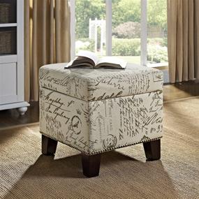 img 3 attached to Dorel Living Blake Script Cube Storage Ottoman: Stylish Beige Pattern, Efficient Storage Solution