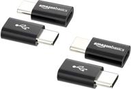 4-пакет черных адаптеров amazon basics micro usb (женский) - usb-c (мужской) логотип