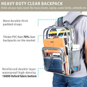 img 1 attached to Large Heavy Duty Clear Backpack by 🎒 Packism with Reinforced Straps - Enhancing Visibility and Strength