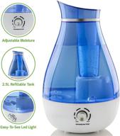 🌬️ ovente hmd625bl ultrasonic quiet air cool pure mist humidifier: easy fill & clean, adjustable moisture level, compact & portable - ideal for office, bedroom, nursery - blue night light logo
