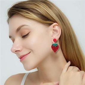 img 2 attached to 🍓 YUNXI Summer Beads Fruit Statement Earrings for Women Girls - Strawberry, Orange, Banana, Watermelon, Pineapple Drop Earrings with Watermelon Beads