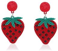 🍓 yunxi summer beads fruit statement earrings for women girls - strawberry, orange, banana, watermelon, pineapple drop earrings with watermelon beads logo