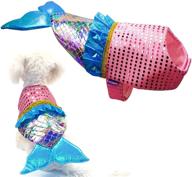 🐶 cyeollo mermaid dog costume: sequin mermaid clothes for medium dogs | pet cosplay dress for party & play - size l логотип