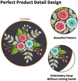 img 1 attached to Nuberlic Embroidery Kit: 4 Pack Cross Stitch Needlepoint Kits for Adults, Including Hoops, Cloth, Patterns, Threads, and Needles