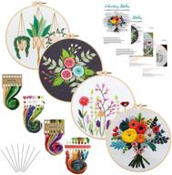 nuberlic embroidery kit: 4 pack cross stitch needlepoint kits for adults, including hoops, cloth, patterns, threads, and needles logo