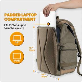 img 1 attached to TARION Canvas Camera Backpack: Waterproof Photography Bag for Women and Men with Laptop, Tripod Compartment, and Rain Cover - Vintage DSLR SLR Mirrorless Camcorder Camera Bag Backpack