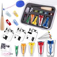 🧵 complete bias tape tool kit: instruction, 5 sizes bias tape maker (6mm 9mm 12mm 18mm 25mm), 4 sewing machine presser foot, clips, pins, awl - ideal for fabric sewing and quilting logo