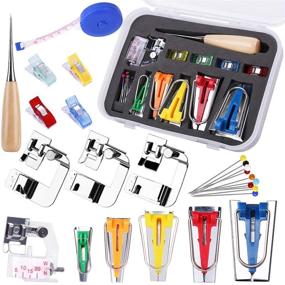 img 4 attached to 🧵 Complete Bias Tape Tool Kit: Instruction, 5 Sizes Bias Tape Maker (6mm 9mm 12mm 18mm 25mm), 4 Sewing Machine Presser Foot, Clips, Pins, Awl - Ideal for Fabric Sewing and Quilting