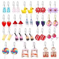 🌈 12/18 pairs adorable and hilarious earrings - quirky mushroom, goldfish, water bottle, and milk tea dangles in bulk for women and girls logo