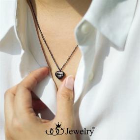 img 3 attached to 💖 Dainty Heart-shaped Pendant Necklace: A Perfect Stainless Steel Charm for Women by 555Jewelry