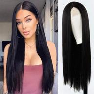 💇 xinran 30 inch black synthetic long straight wigs for women - natural heat resistant hair, looking sleek and long (black) logo