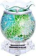 🌊 asawasa handcrafted mosaic candle wax warmer, exquisite scented burner and fragrance melter, cozy night light for home kitchen décor, aromatherapy spa yoga gifts - blue-green ocean логотип