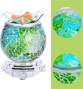 img 2 attached to 🌊 ASAWASA Handcrafted Mosaic Candle Wax Warmer, Exquisite Scented Burner and Fragrance Melter, Cozy Night Light for Home Kitchen Décor, Aromatherapy Spa Yoga Gifts - Blue-Green Ocean