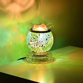 img 3 attached to 🌊 ASAWASA Handcrafted Mosaic Candle Wax Warmer, Exquisite Scented Burner and Fragrance Melter, Cozy Night Light for Home Kitchen Décor, Aromatherapy Spa Yoga Gifts - Blue-Green Ocean