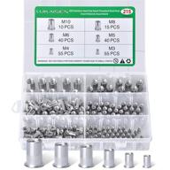 versatile 215pcs rivet nuts assortment kit - premium 304 stainless steel m3-m10 rivnut inserts for automotive, furniture, electrical, and industrial products logo