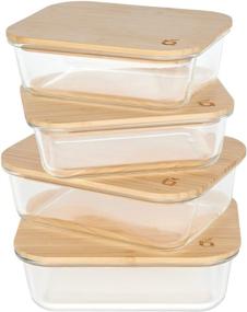 img 4 attached to 📦 Set of 4 Large Glass Storage Containers with Beautiful Bamboo Lids - Sustainable Gift Box Included