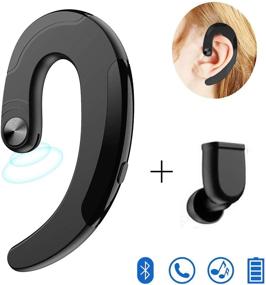 img 4 attached to 🎧 Беспроводные Bluetooth наушники со специальной формой для ушей и микрофоном - легкий шумоподавитель, воспроизведение 5 ч - наушники для Android-телефонов/ iPhone X/8/7/6 - комфортное ношение без болей - не боновое проводимость наушников