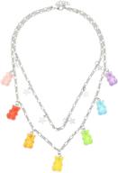 🐻 resin animal gummy bear candy necklace in 7 vibrant colors - cute aesthetic jewelry for women, girls, and cubs - layered neck chains - colorful party gift logo