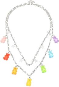 img 4 attached to 🐻 Resin Animal Gummy Bear Candy Necklace in 7 Vibrant Colors - Cute Aesthetic Jewelry for Women, Girls, and Cubs - Layered Neck Chains - Colorful Party Gift