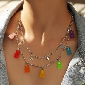 img 3 attached to 🐻 Resin Animal Gummy Bear Candy Necklace in 7 Vibrant Colors - Cute Aesthetic Jewelry for Women, Girls, and Cubs - Layered Neck Chains - Colorful Party Gift