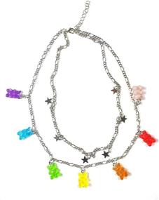 img 2 attached to 🐻 Resin Animal Gummy Bear Candy Necklace in 7 Vibrant Colors - Cute Aesthetic Jewelry for Women, Girls, and Cubs - Layered Neck Chains - Colorful Party Gift