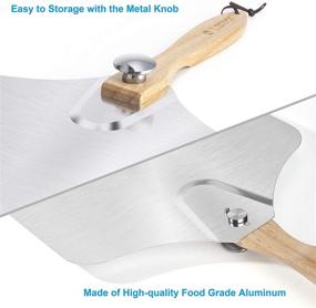 img 2 attached to 🍕 Aluminum Metal Pizza Peel with Foldable Wood Handle, Sharp Pizza Cutter and Slicer Knife Combo - Convenient Pizza Paddle for Baking & Slicing Homemade Pizza Bread Pie Pastry, Easy to Store