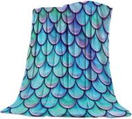 yeho flannel fleece bed blanket - queen size soft throw blanket for bedroom sofa couch - mermaid fish scale prints - lightweight cozy warm blanket for women and men - 49x79in logo