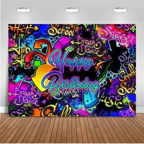 img 1 attached to 🎉 Neon Graffiti Birthday Backdrop - Retro Hip Hop Background 80s 90s Party Photography - Dark Glow Splatter Birthday Party Decorations (7x5ft)